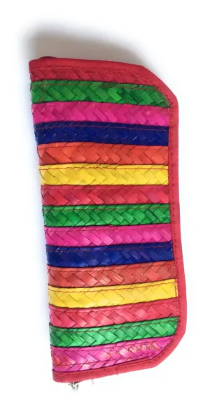 Mexican Woven Palm Leaf Coin Wallet Multi-Color