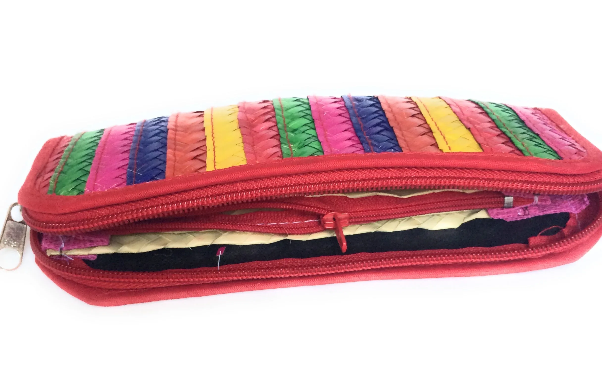 Mexican Woven Palm Leaf Coin Wallet Multi-Color