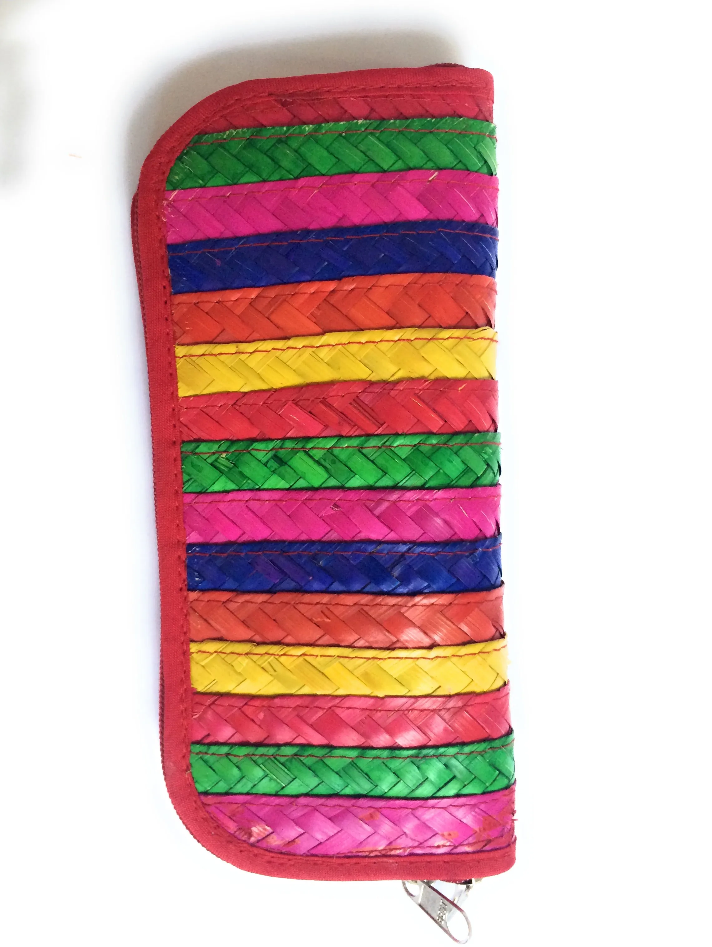 Mexican Woven Palm Leaf Coin Wallet Multi-Color