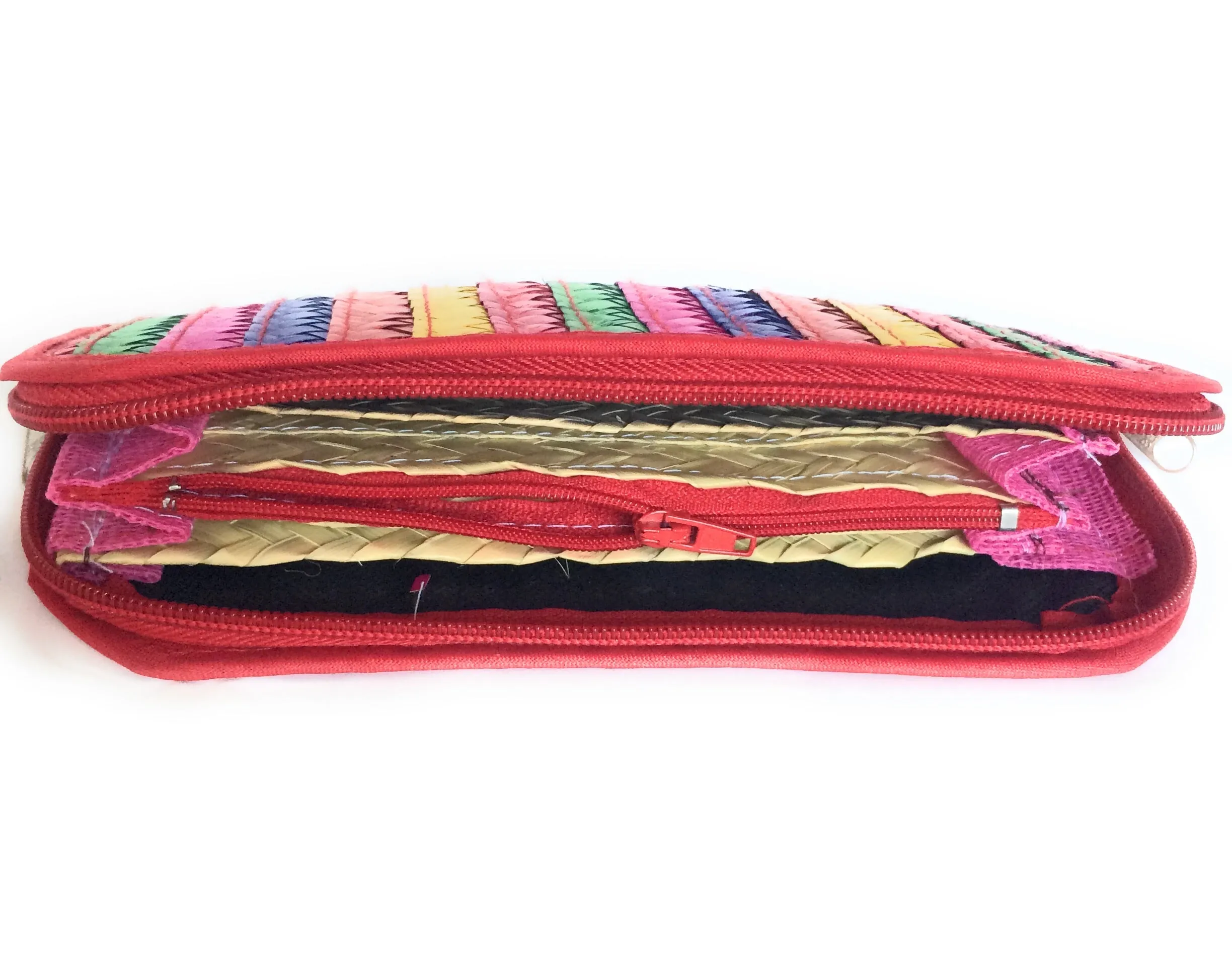 Mexican Woven Palm Leaf Coin Wallet Multi-Color