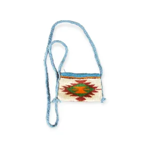 Mini Woven Bag Purse with Blue Strap