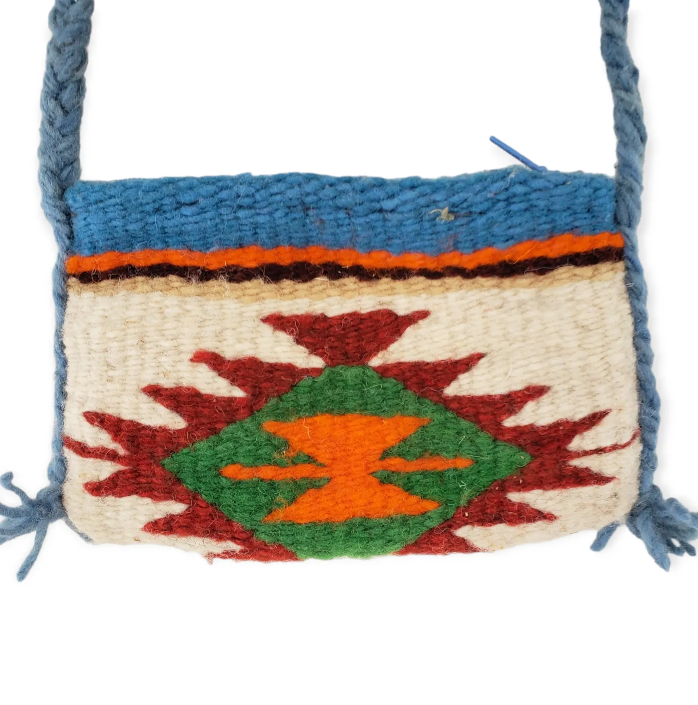 Mini Woven Bag Purse with Blue Strap