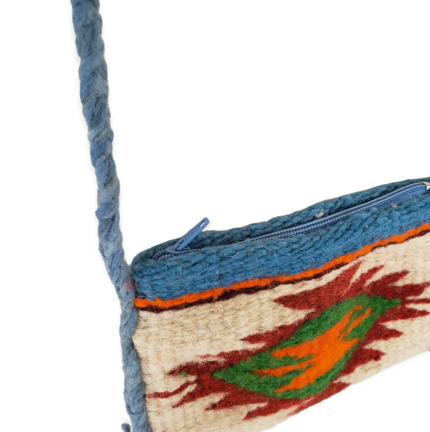 Mini Woven Bag Purse with Blue Strap