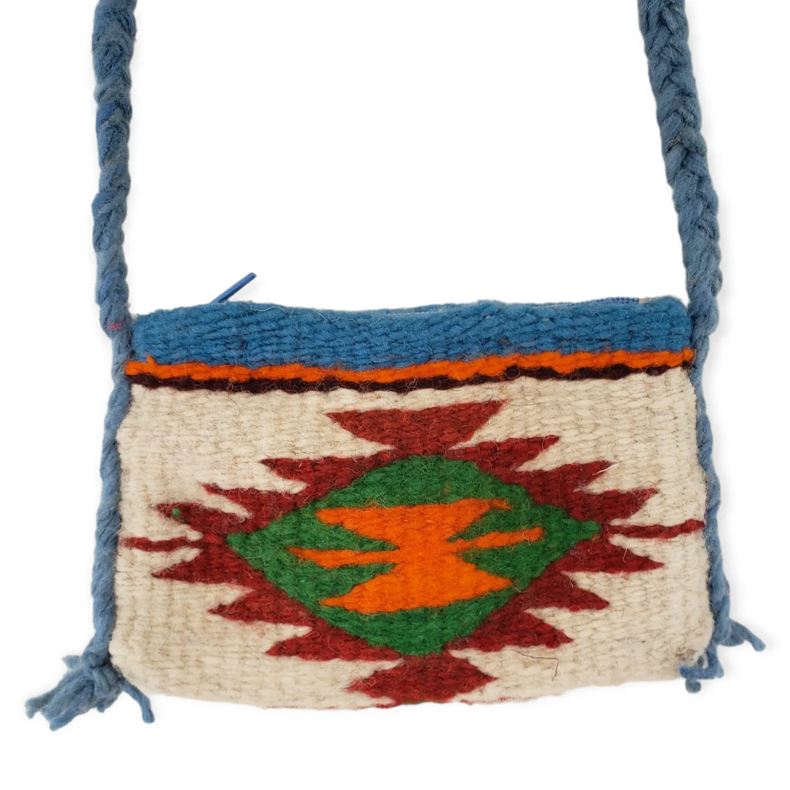 Mini Woven Bag Purse with Blue Strap