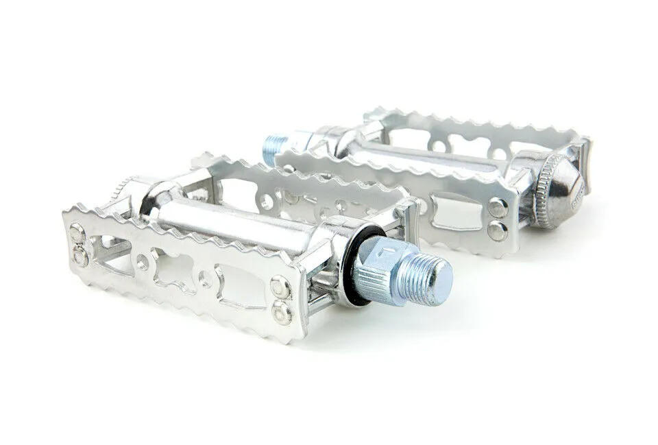 MKS Sylvan Touring Alloy Urban Fixed Toe Clip Compatible Bicycle Pedal - Silver