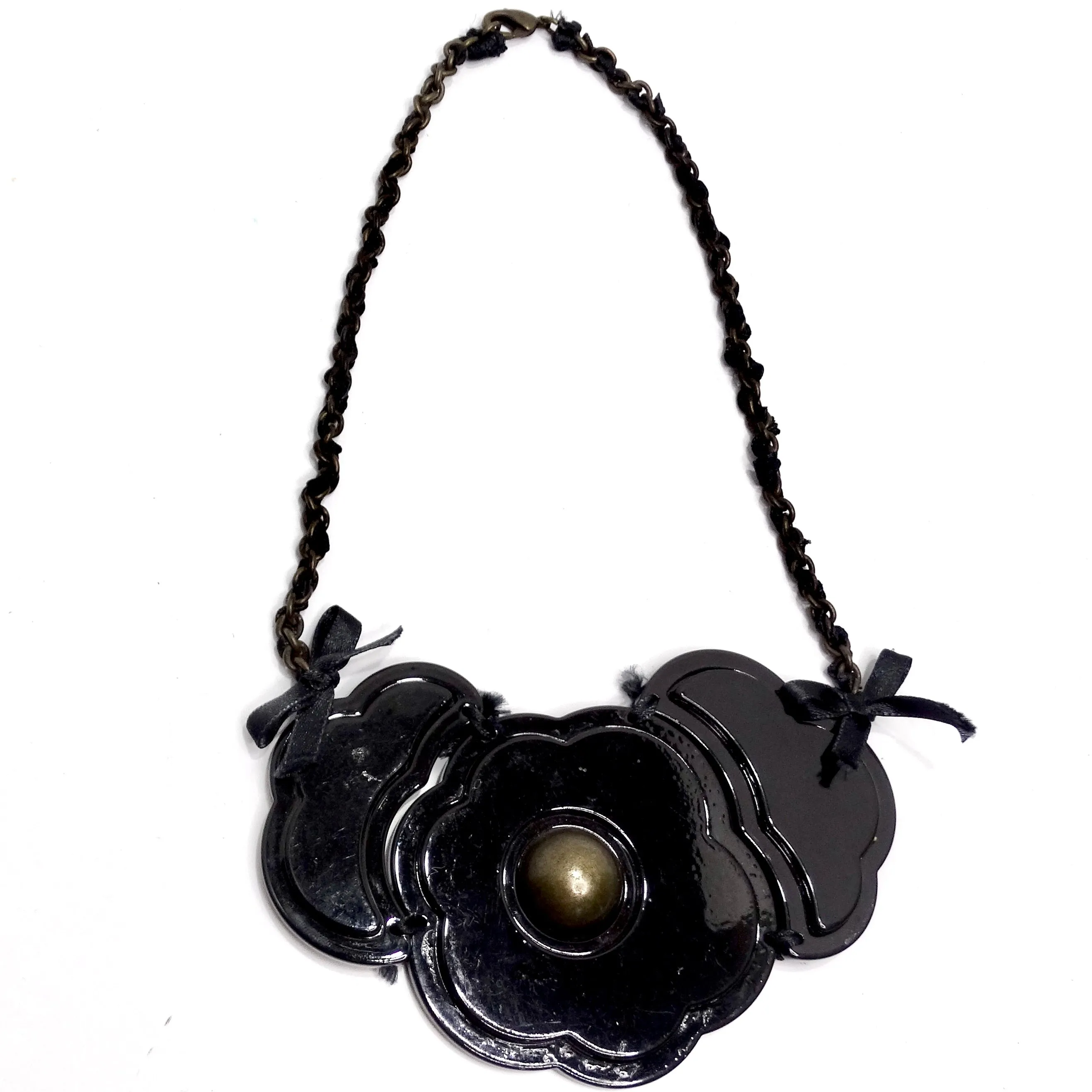 Moschino 1990s Black Flower Necklace
