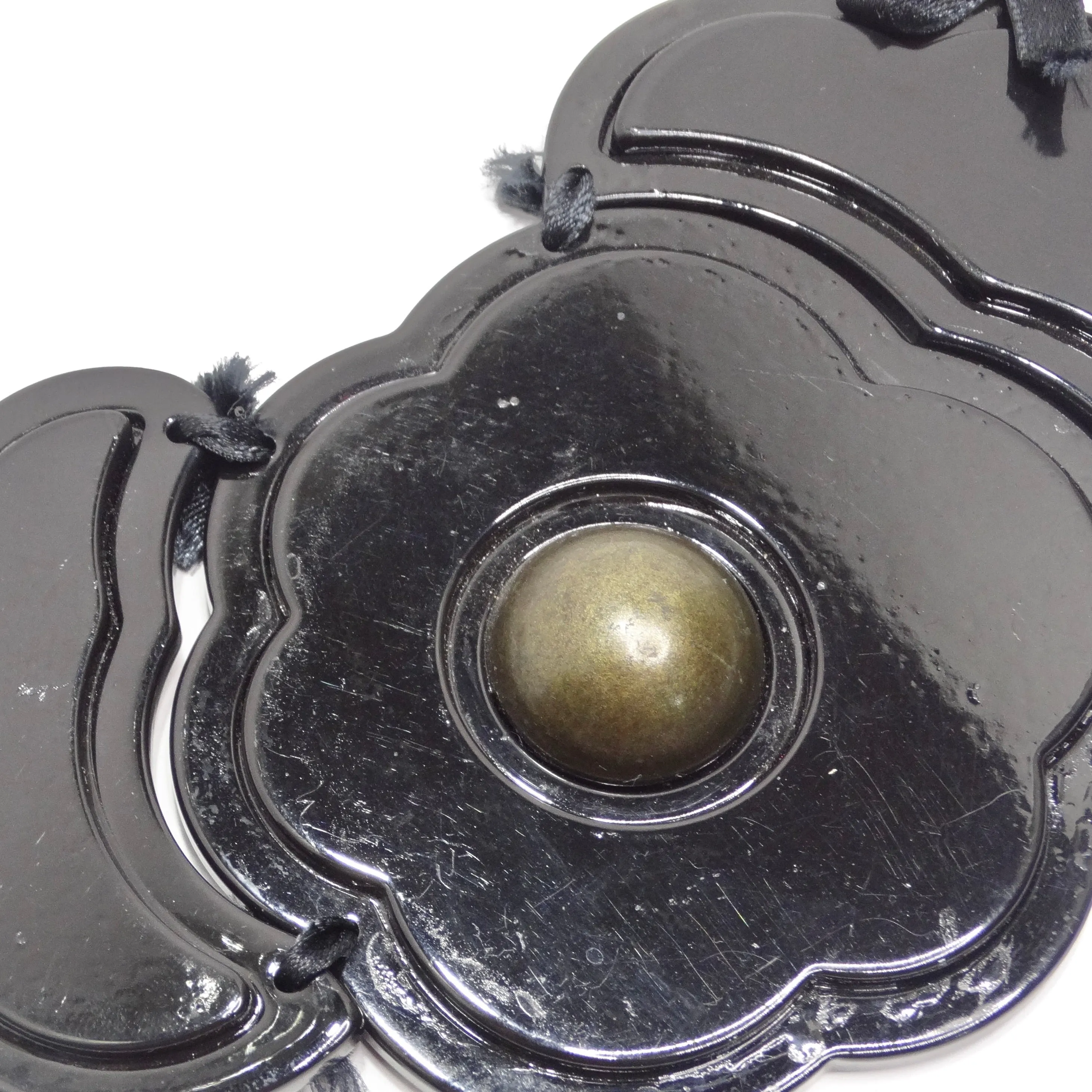 Moschino 1990s Black Flower Necklace