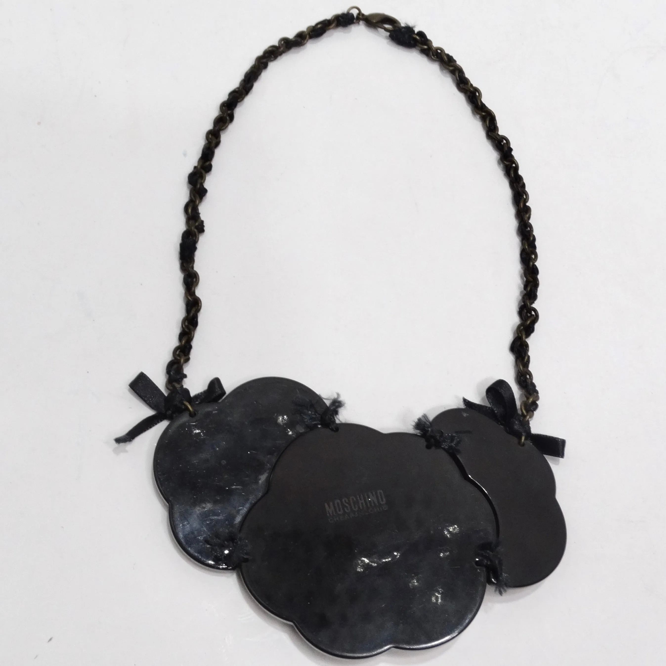 Moschino 1990s Black Flower Necklace