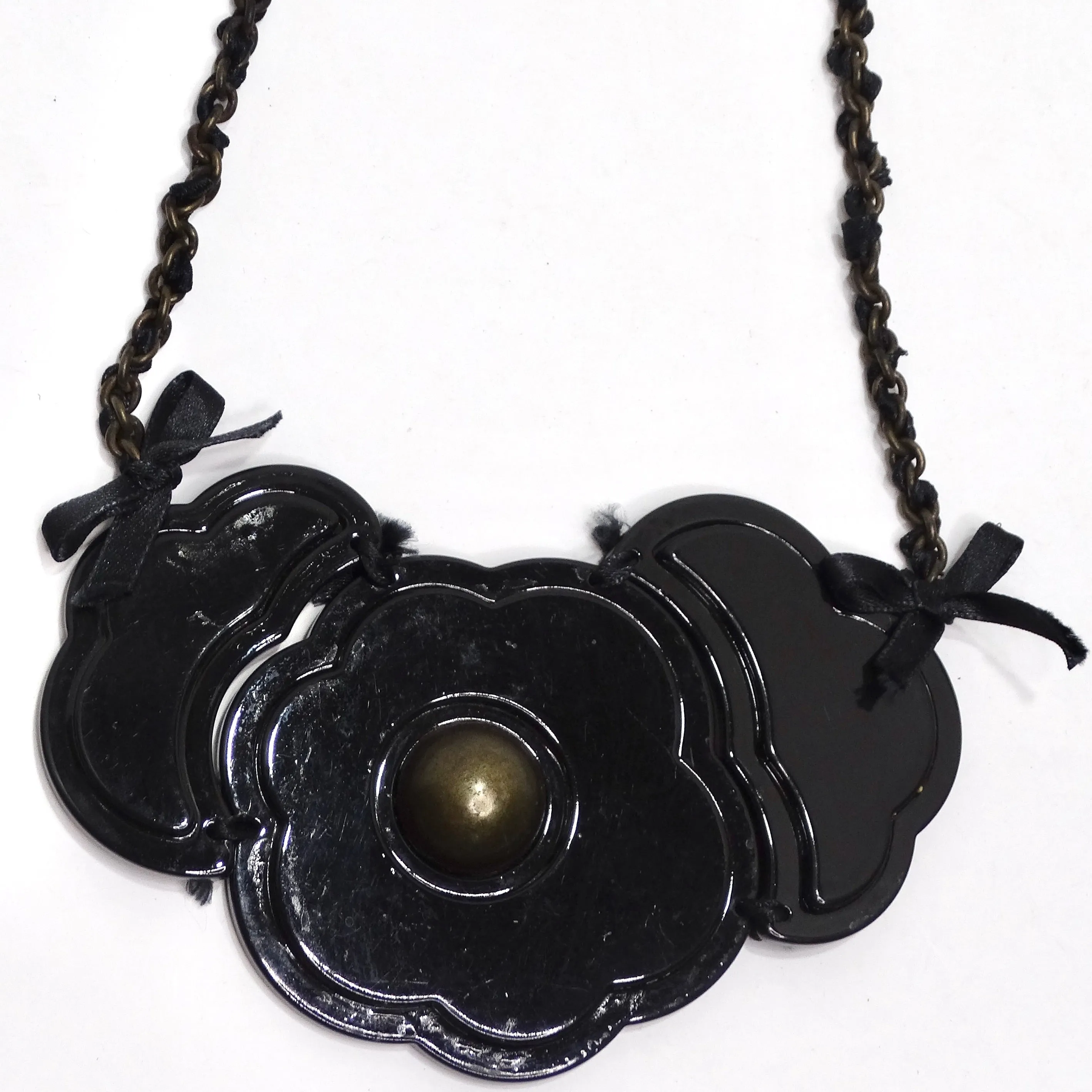 Moschino 1990s Black Flower Necklace