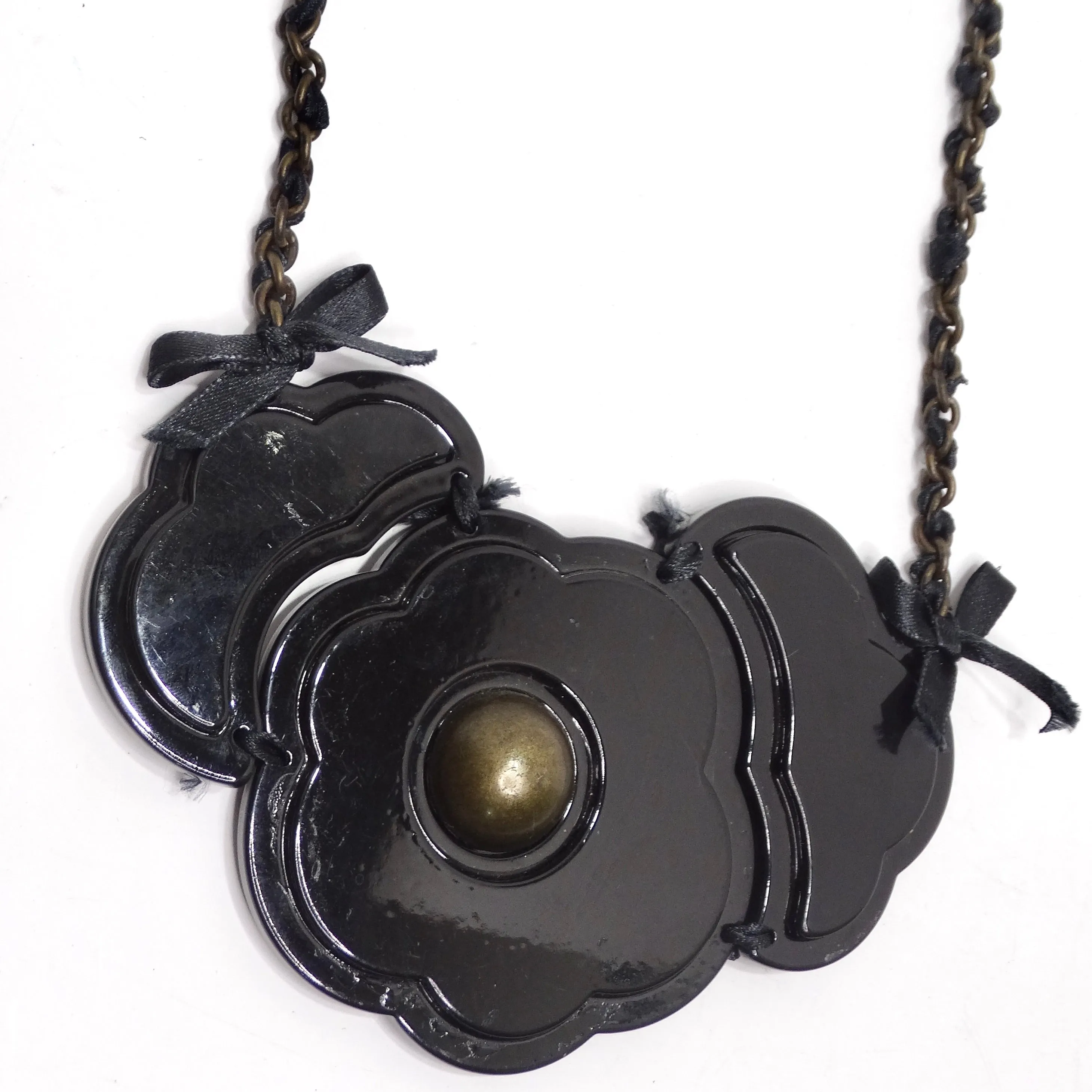 Moschino 1990s Black Flower Necklace