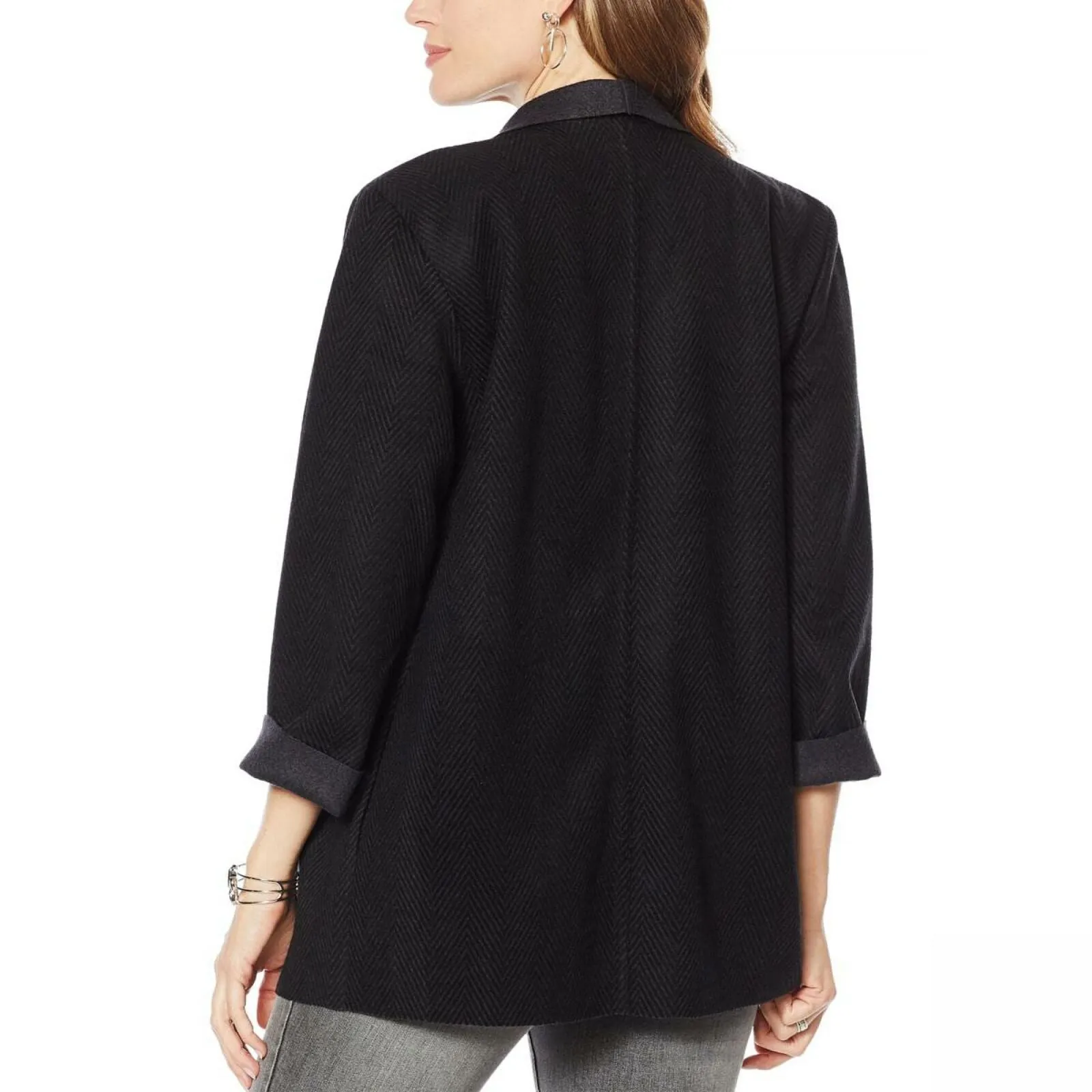 MOTTO Women's Woven Herringbone Cardigan