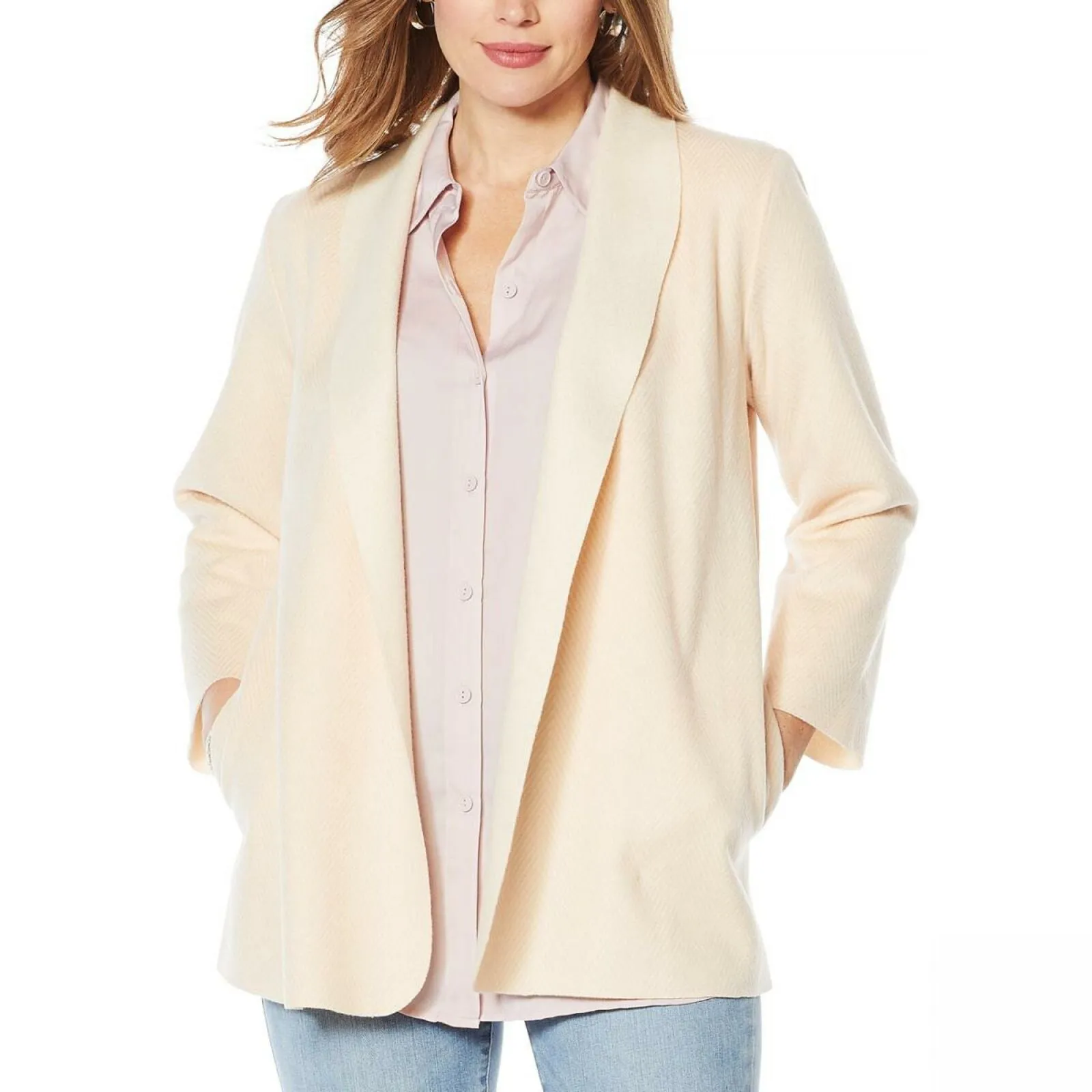 MOTTO Women's Woven Herringbone Cardigan