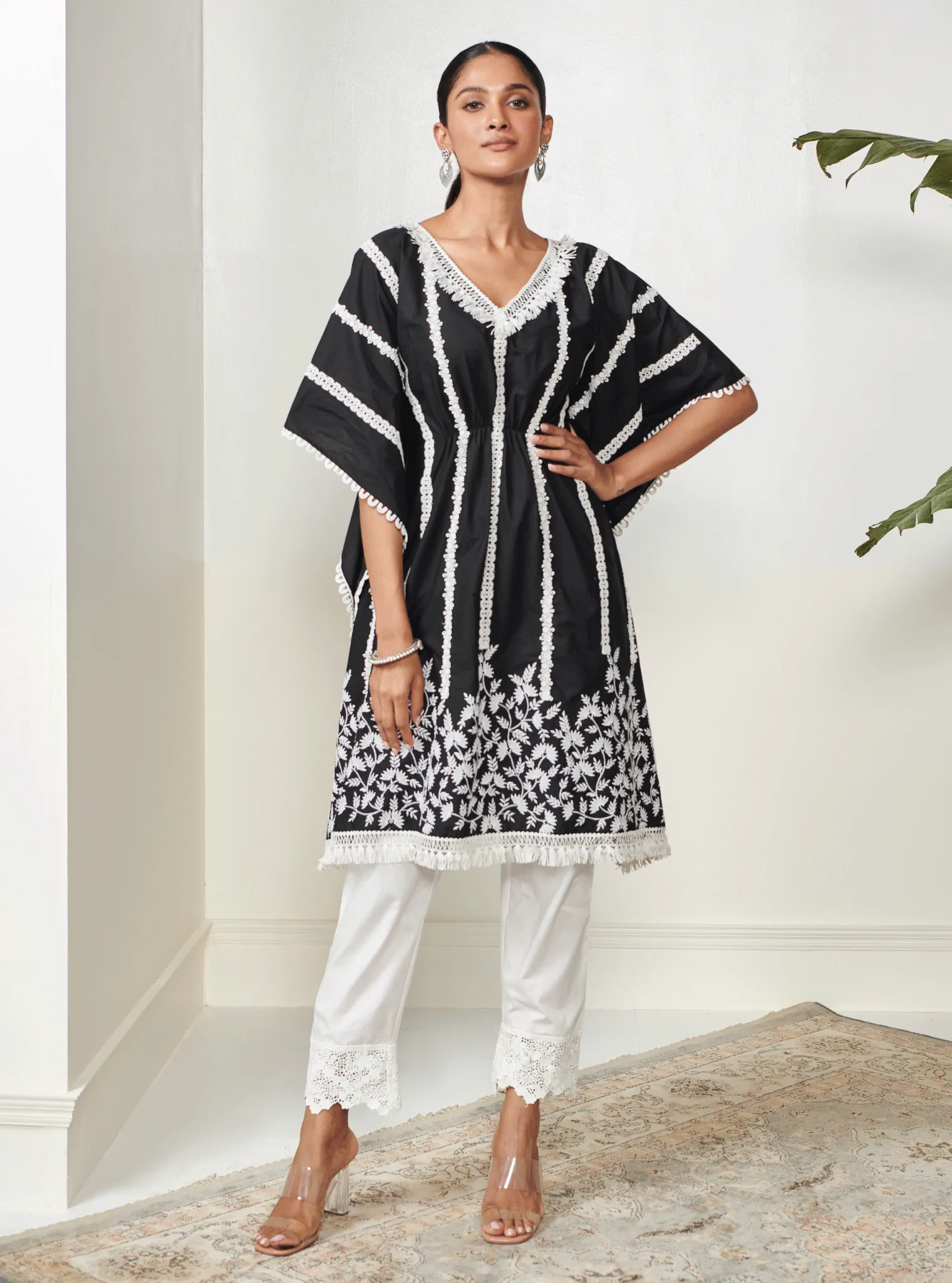 Mulmul Cotton Vivian Black Kaftan
