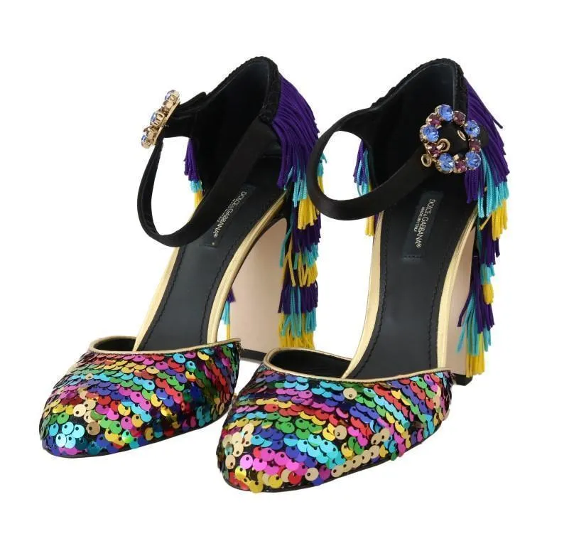 Multicolor Sequined Crystal Sandals