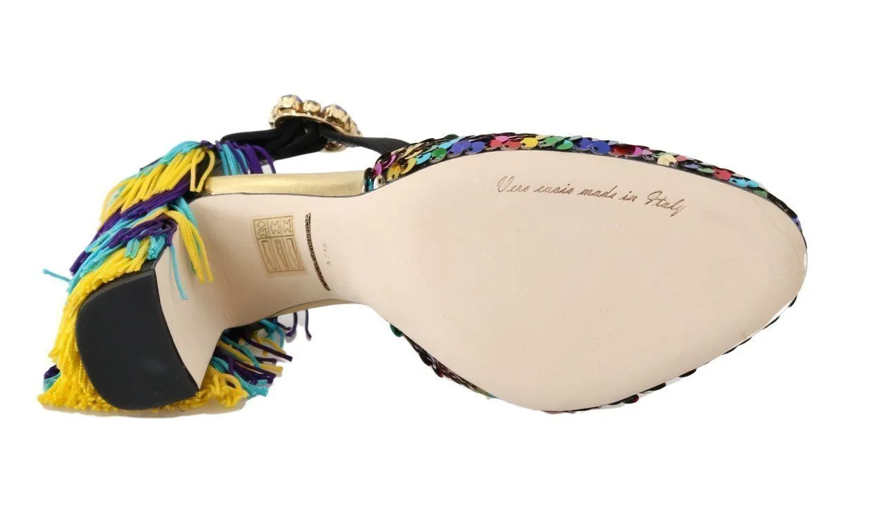 Multicolor Sequined Crystal Sandals