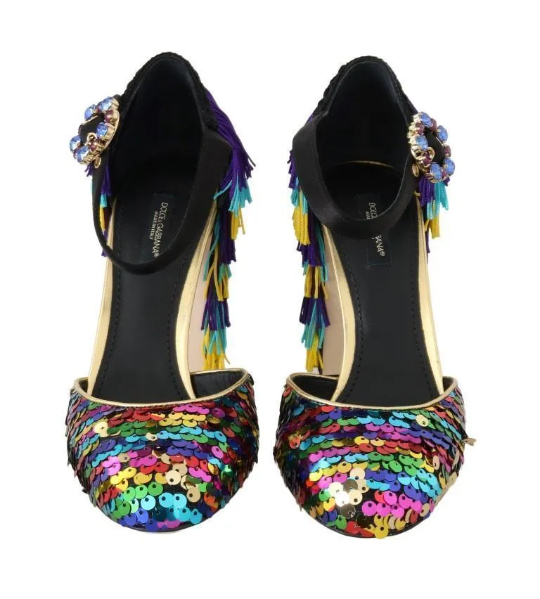 Multicolor Sequined Crystal Sandals