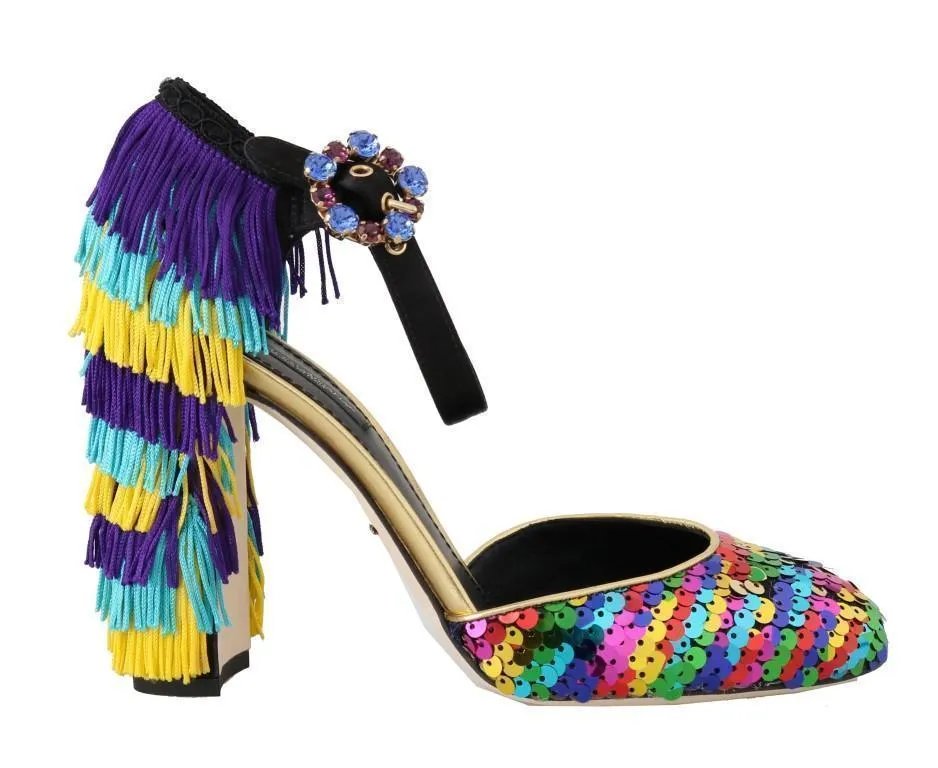 Multicolor Sequined Crystal Sandals