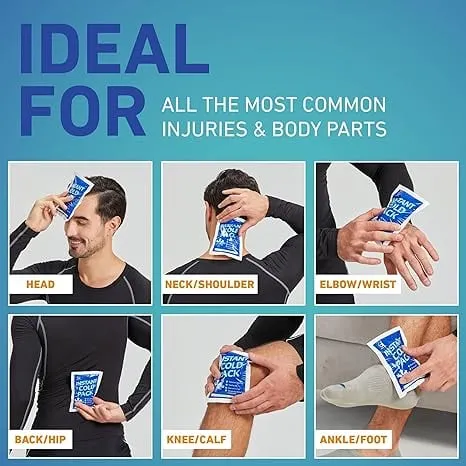 NEW 4 Packs Instant Ice Cold Pack (6” x 4.5”) - Disposable Instant Ice Packs for Injuries | Cold Compress Ice Pack for Pain Relief, Swelling, First Aid, Toothache, Athletes & Outdoor Activities