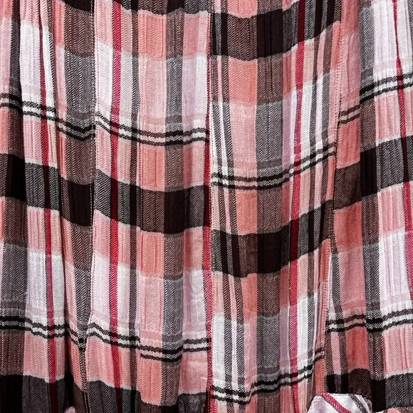 NEW Free People Bordeaux Plaid Maxi Skirt Siren Red/Rouge 90s Grunge SZ Medium
