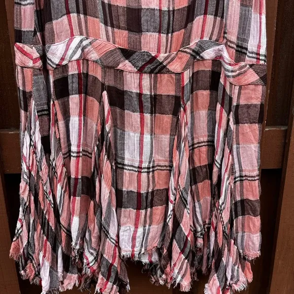 NEW Free People Bordeaux Plaid Maxi Skirt Siren Red/Rouge 90s Grunge SZ Medium