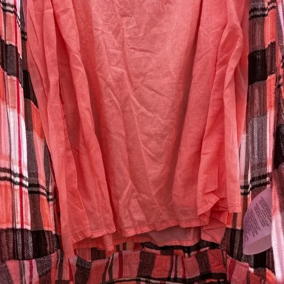 NEW Free People Bordeaux Plaid Maxi Skirt Siren Red/Rouge 90s Grunge SZ Medium
