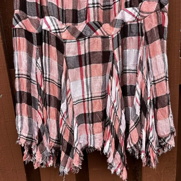 NEW Free People Bordeaux Plaid Maxi Skirt Siren Red/Rouge 90s Grunge SZ Medium