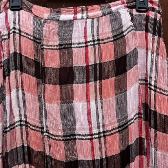 NEW Free People Bordeaux Plaid Maxi Skirt Siren Red/Rouge 90s Grunge SZ Medium