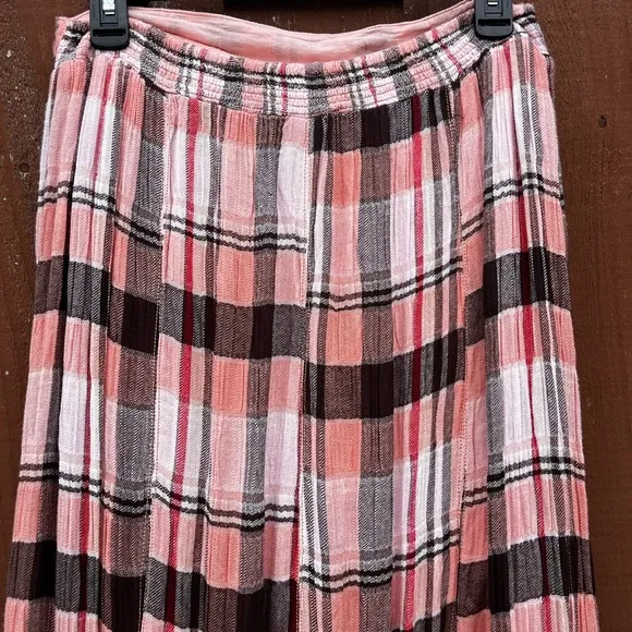 NEW Free People Bordeaux Plaid Maxi Skirt Siren Red/Rouge 90s Grunge SZ Medium