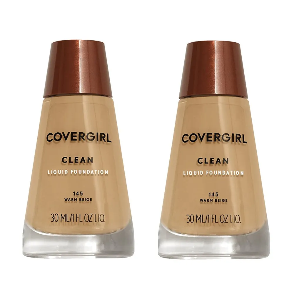 Pack of 2 CoverGirl Clean Liquid Foundation, Warm Beige 145