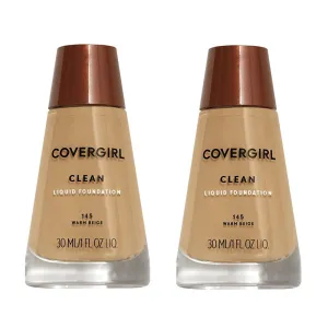 Pack of 2 CoverGirl Clean Liquid Foundation, Warm Beige 145