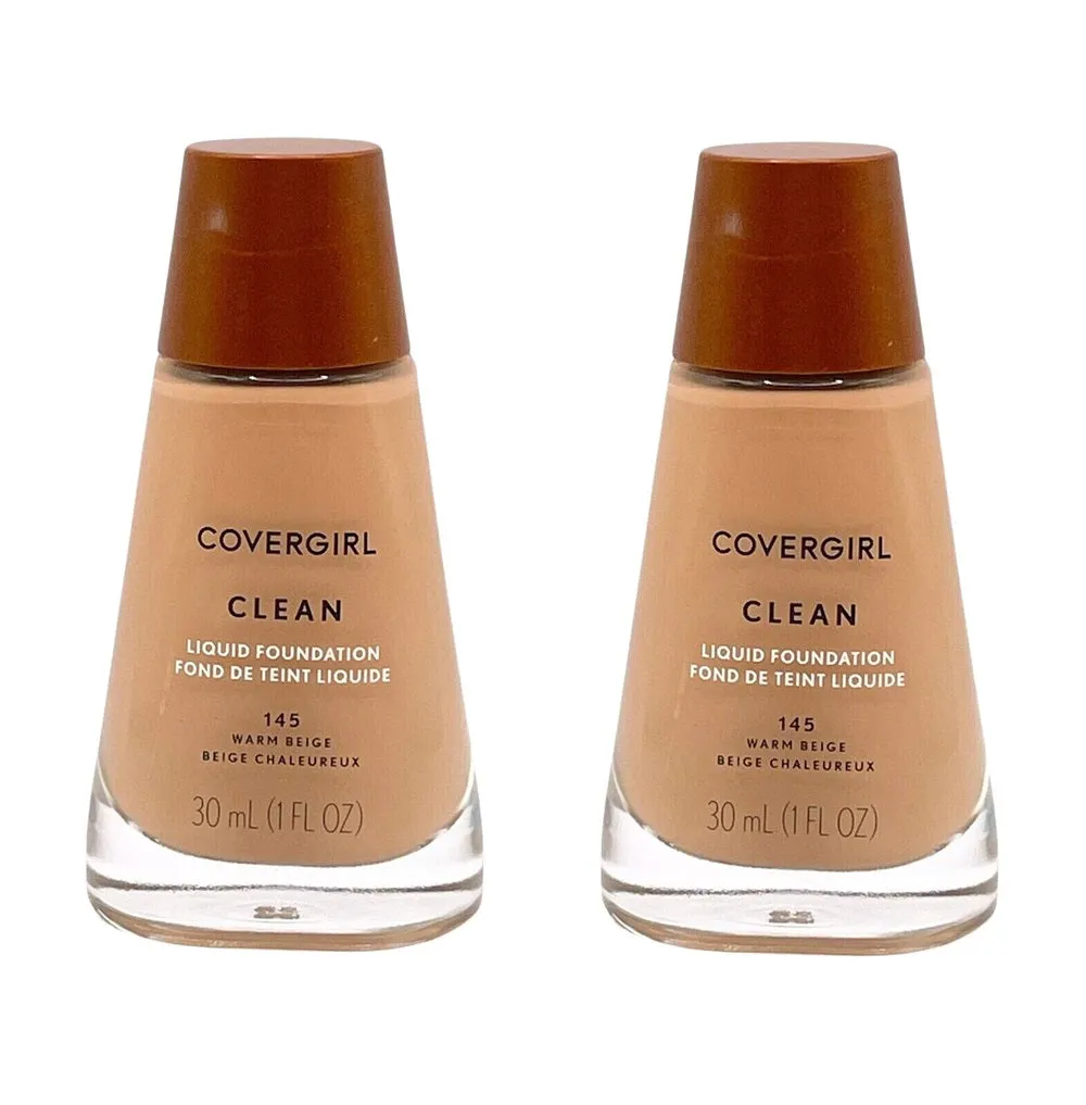 Pack of 2 CoverGirl Clean Liquid Foundation, Warm Beige 145