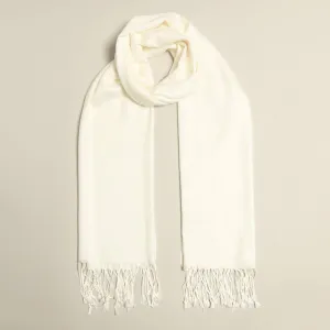Pashmina Shawl Scarf Wrap with Fringes, Cream