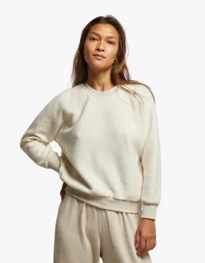 Perfect White Tee Ziggy Inside Out Fleece Shrunken Crewneck Sweatshirt in Oatmeal