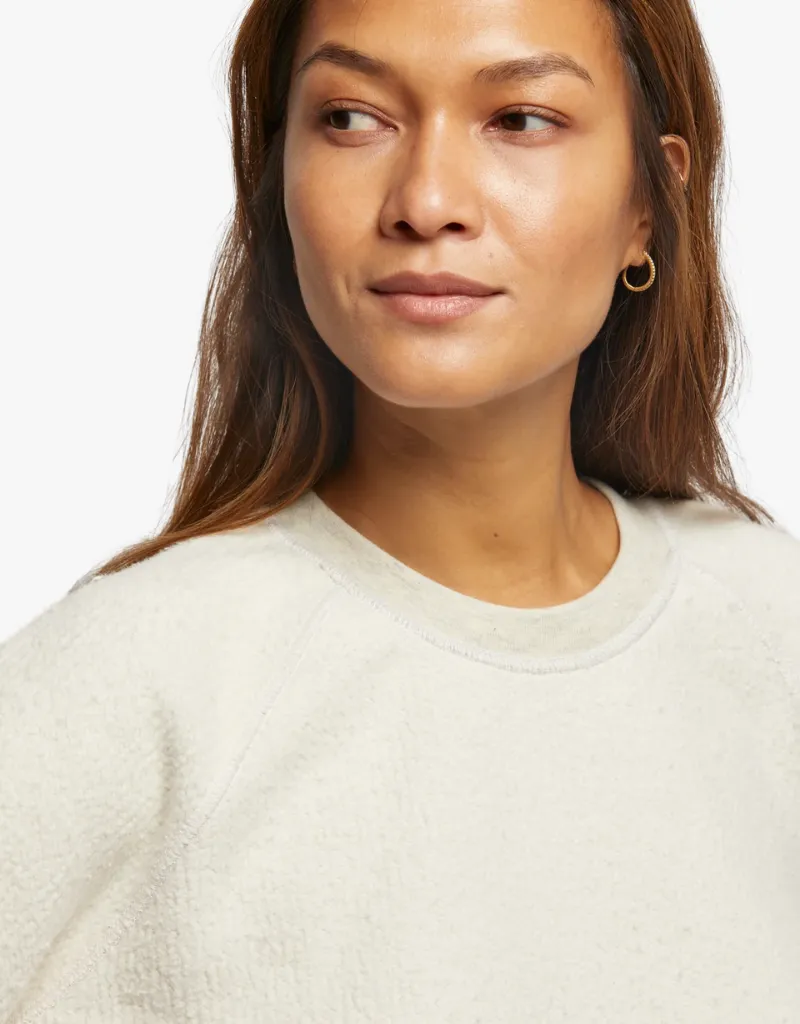 Perfect White Tee Ziggy Inside Out Fleece Shrunken Crewneck Sweatshirt in Oatmeal