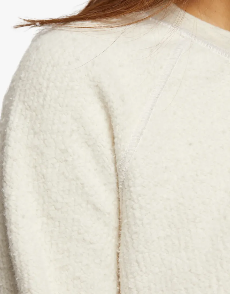 Perfect White Tee Ziggy Inside Out Fleece Shrunken Crewneck Sweatshirt in Oatmeal