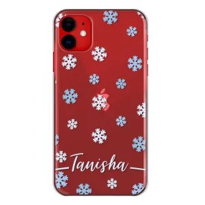 Personalised LG Phone Hard Case with Falling Snowflakes and Stylish White Text