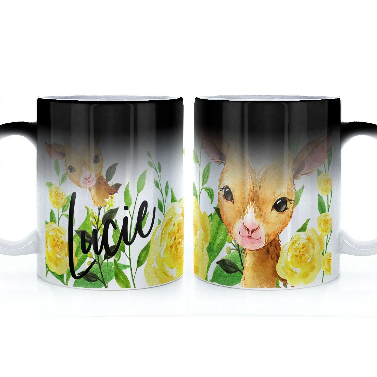 Personalised Mug with Stylish Text and Yellow Flower Goats