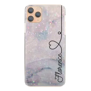 Personalised OnePlus Phone Hard Case with Stylish Text and Heart Line on Textured Glitter Effect