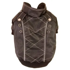 Pet Life Wuff-Rider Brown Leather Dog Bomber Jacket