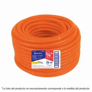 Poliducto corrugado flexible,3/4',con guía,rollo 25m, Volteck 40133