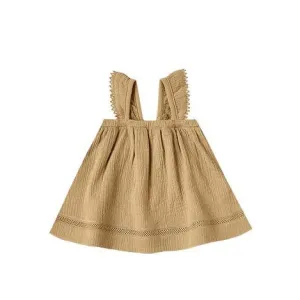 Quincy Mae Woven Ruffle Dress - Gold