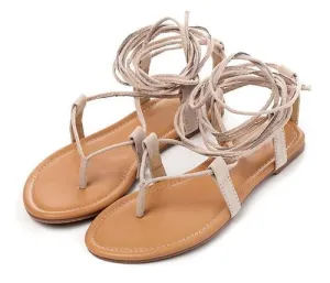 Roman Sandals  Multiple Cross-Strap tall knee high Bondage Thong Nubuck Women Sandals