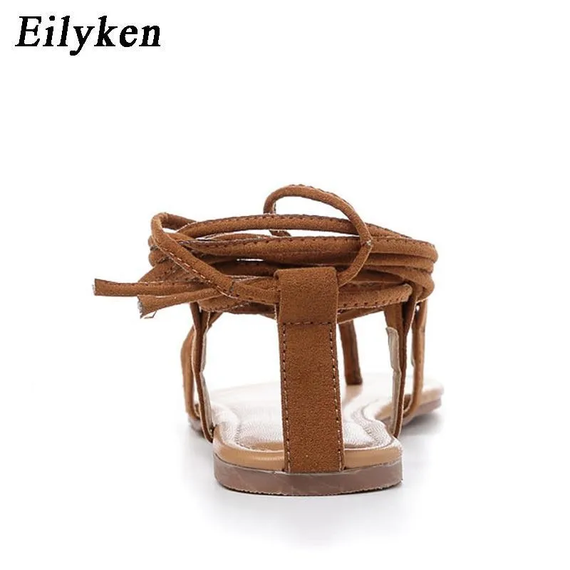 Roman Sandals  Multiple Cross-Strap tall knee high Bondage Thong Nubuck Women Sandals