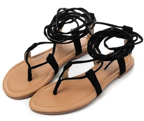 Roman Sandals  Multiple Cross-Strap tall knee high Bondage Thong Nubuck Women Sandals