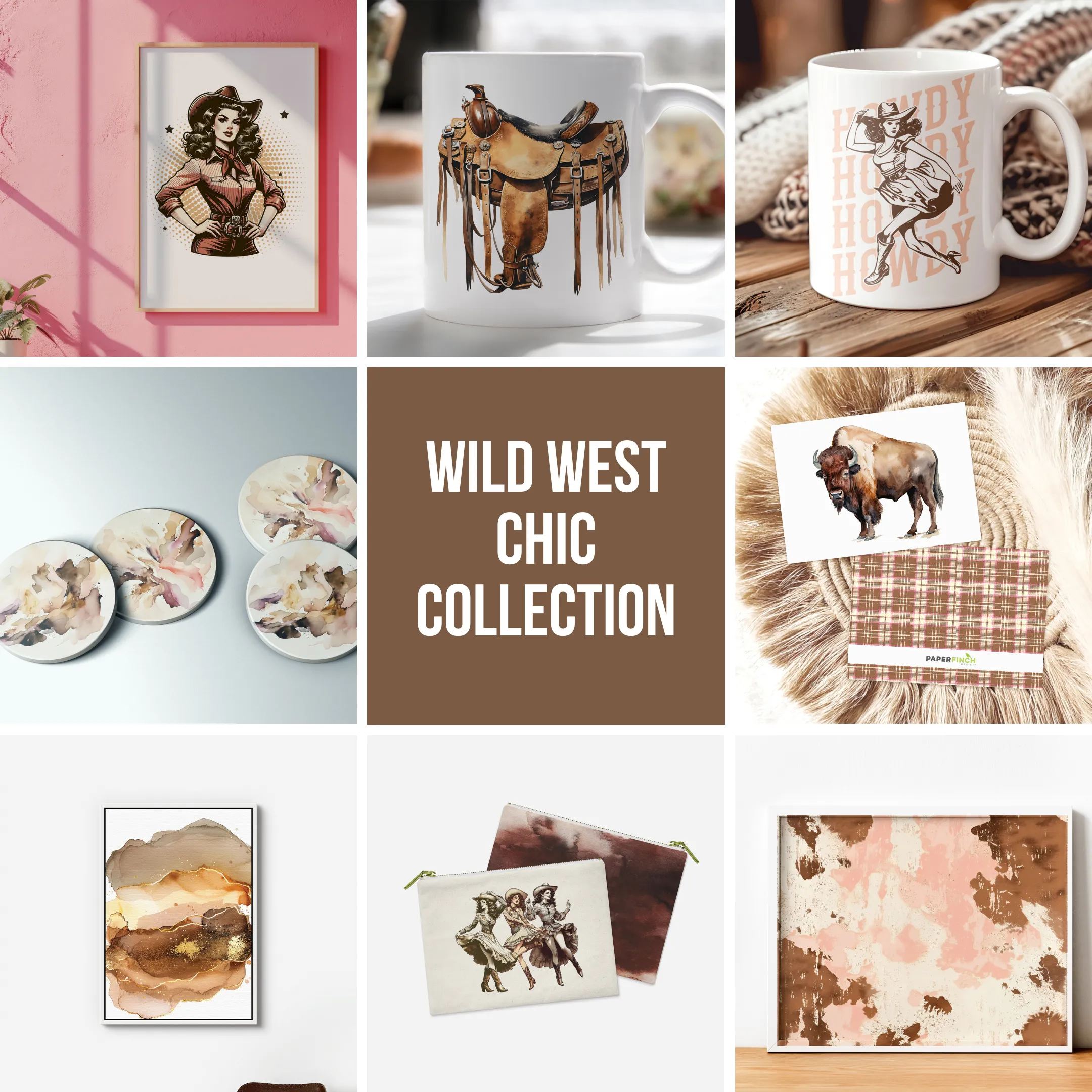 Rustic Western Stone Coaster Set |Texas Charm and Cowgirl Attitude | Made in USA | Wild West Chic Collection