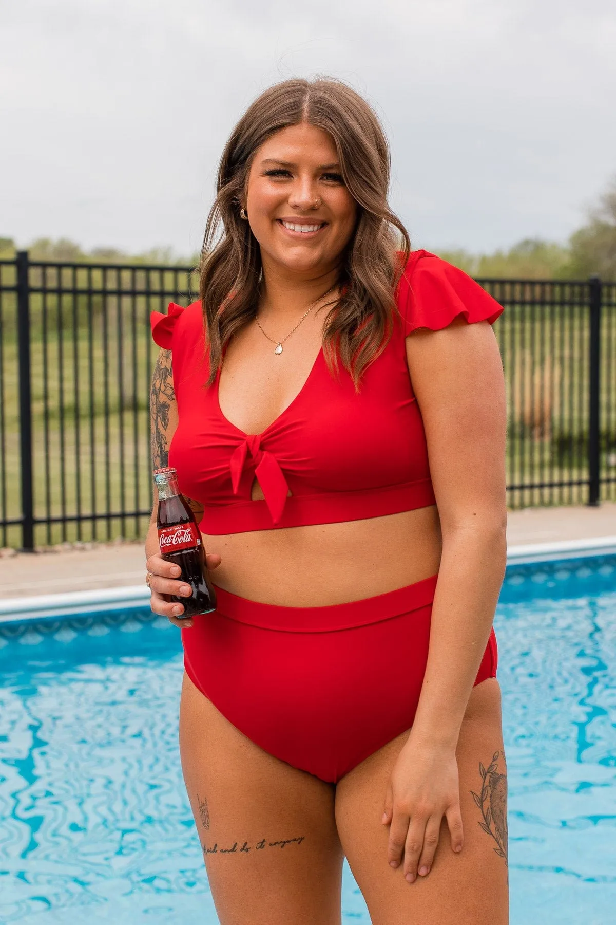 Sandy Shores High-Rise Swim Bottoms- Red