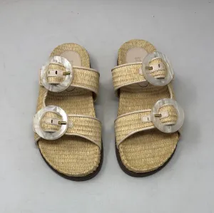 Schutz Tan Bamboo Woven "Birkenstocks"