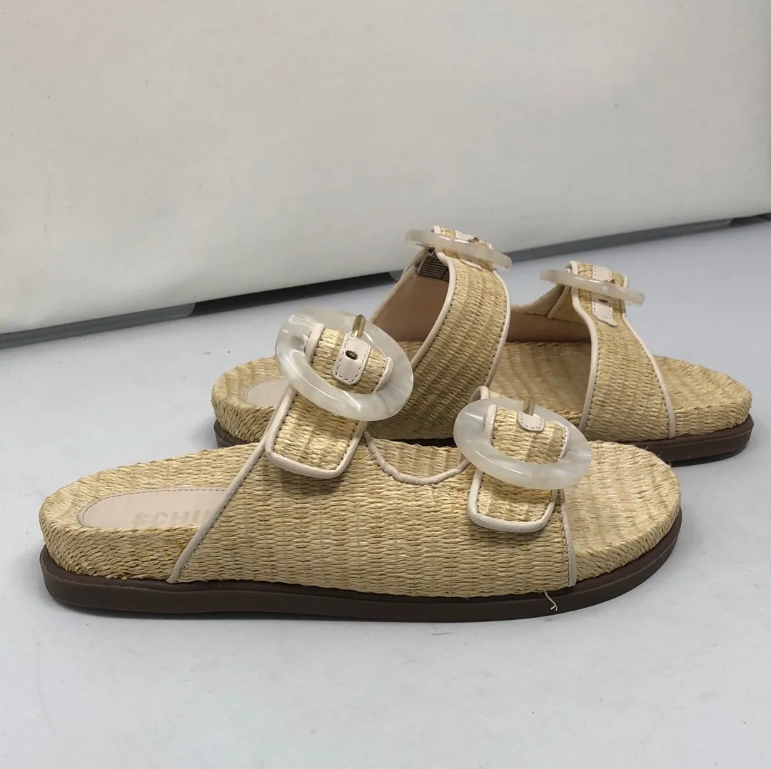 Schutz Tan Bamboo Woven "Birkenstocks"