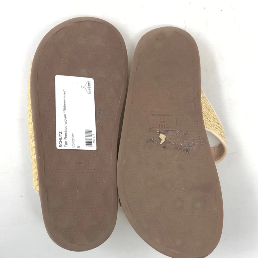 Schutz Tan Bamboo Woven "Birkenstocks"