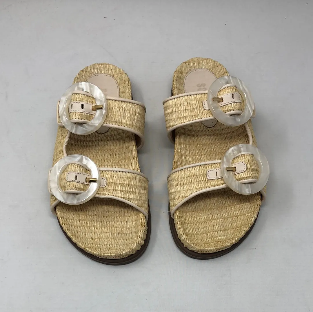 Schutz Tan Bamboo Woven "Birkenstocks"
